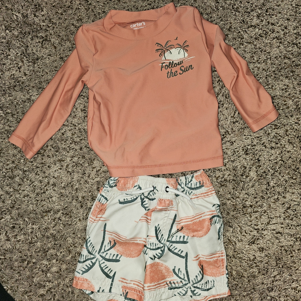 Carter's Peach and White Swim Set for Kids